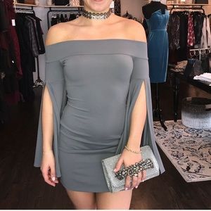Off the shoulder grey dress